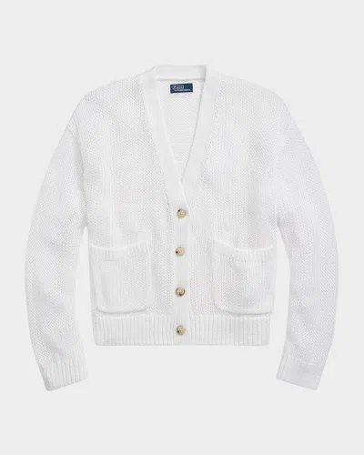 Polo Ralph Lauren Linen-blend V-neck Cardigan In White