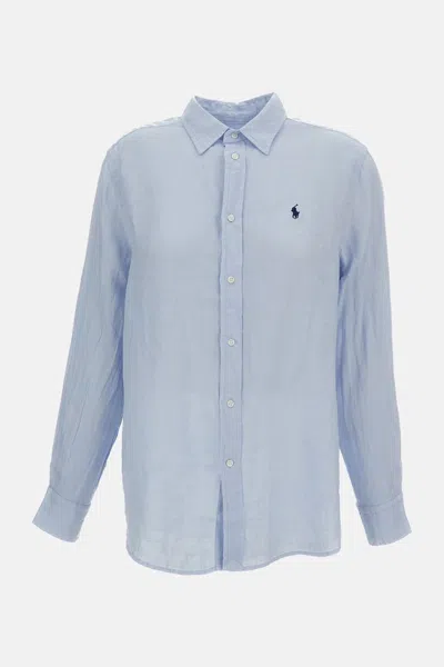 Polo Ralph Lauren Linen Blouse In Blue