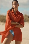 Polo Ralph Lauren Linen Boyfriend Buttondown Shirt In Red