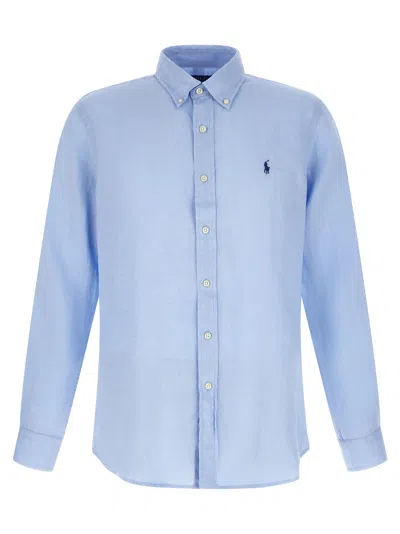 Polo Ralph Lauren Linen Button-down Shirt In Light Blue