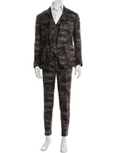 Pre-owned Polo Ralph Lauren Linen Camouflage Print Three-piece Suit In Green