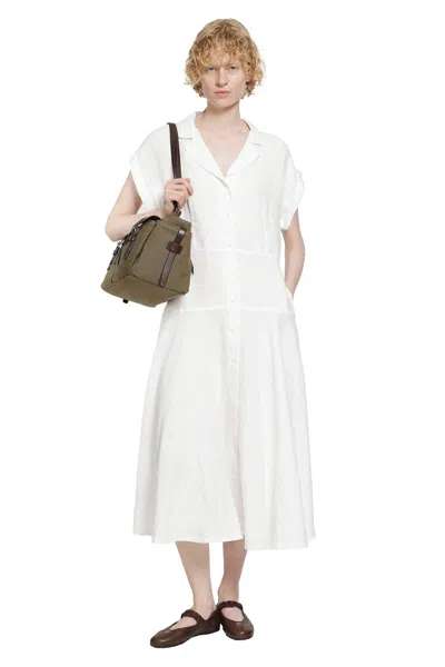 Polo Ralph Lauren Linen Cap Sleeve Shirt Dress In White