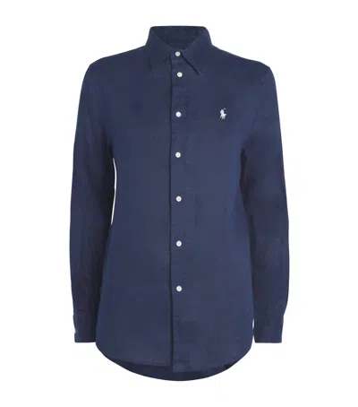 Polo Ralph Lauren Linen Classic Shirt In Navy