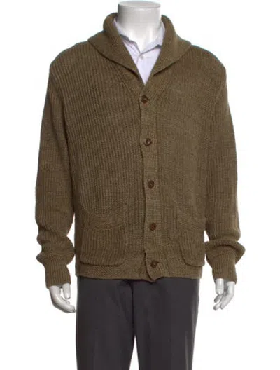 Pre-owned Polo Ralph Lauren Linen Collar Cardigan In Brown