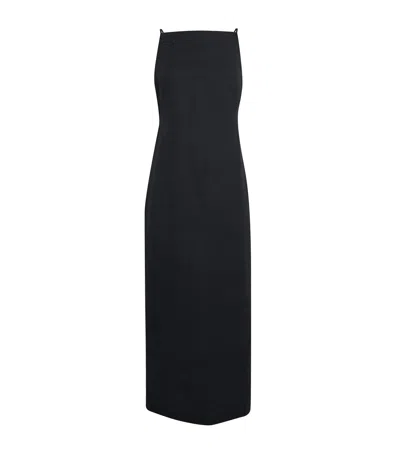 Polo Ralph Lauren Linen Column Midi Slip Dress In Black