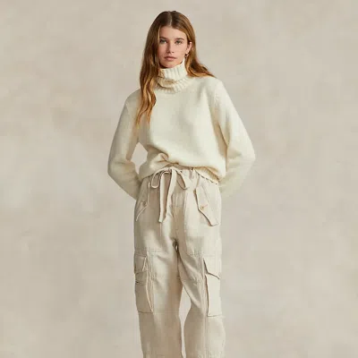 Polo Ralph Lauren Canvas Drawstring Cargo Trousers In Neutrals