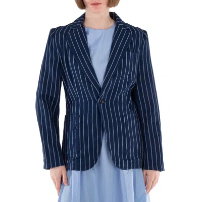 Polo Ralph Lauren Linen-cotton Pinstripe Blazer In Blue