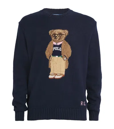 POLO RALPH LAUREN LINEN-COTTON POLO BEAR SWEATER