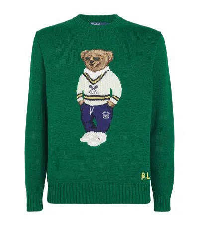 Polo Ralph Lauren Linen-cotton Polo Bear Sweater In Green