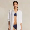 Polo Ralph Lauren Linen-cotton Shirt Cover-up In Brown