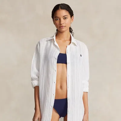 Polo Ralph Lauren Linen-cotton Shirt Cover-up In Brown