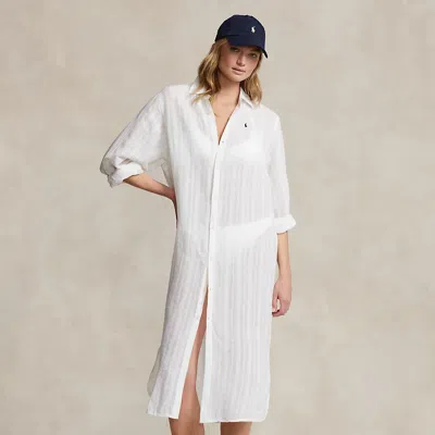 Polo Ralph Lauren Linen-cotton Shirtdress Cover-up In White