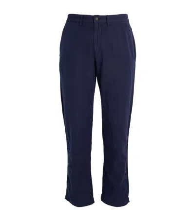Polo Ralph Lauren Linen-cotton Straight Trousers In Navy