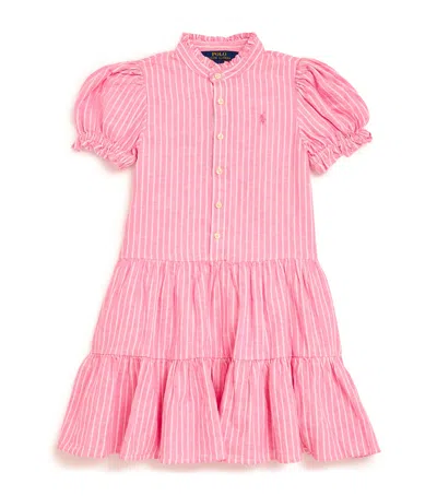 Polo Ralph Lauren Kids' Linen-cotton Striped Dress In Pink