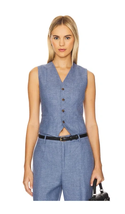 Polo Ralph Lauren Linen Cotton Twill Vest In Blue