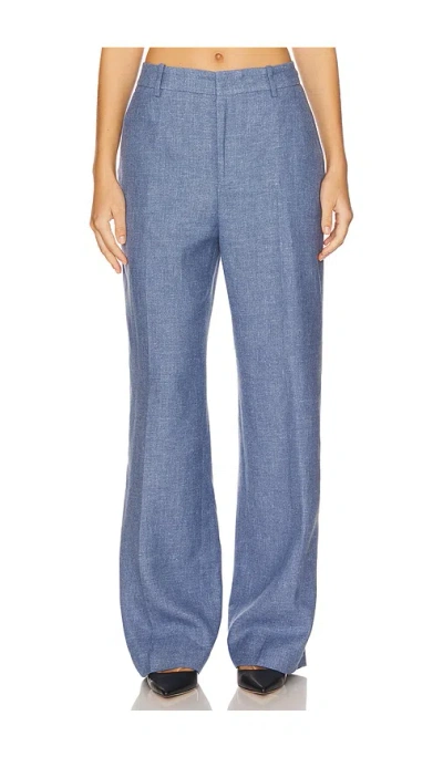 Polo Ralph Lauren Linen Cotton Twill Wide Leg Pant In Blue
