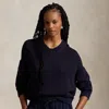 Polo Ralph Lauren Linen-cotton V-neck Sweater In Hunter Navy