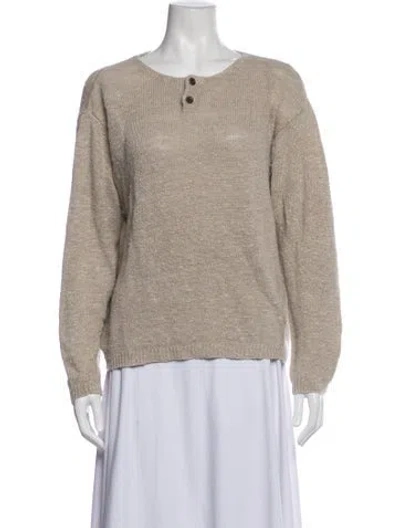 Pre-owned Polo Ralph Lauren Linen Crew Neck Polo In Neutrals