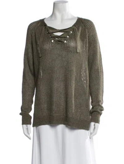 Pre-owned Polo Ralph Lauren Linen Crew Neck Sweater In Green