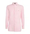 Polo Ralph Lauren Pink Shirt In Linen Custom-fit In Pink