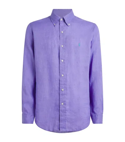 Polo Ralph Lauren Linen Custom Fit Shirt In Purple