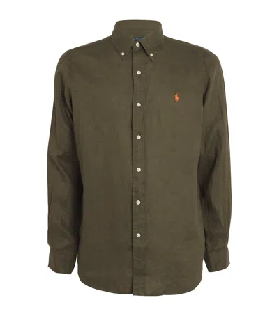 Polo Ralph Lauren Linen Custom-fit Shirt In Green