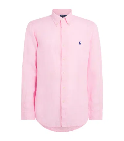 Polo Ralph Lauren Linen Custom Fit Shirt In Pink