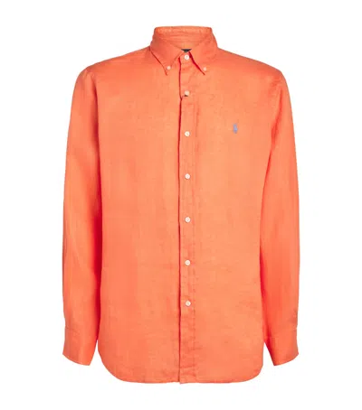 Polo Ralph Lauren Linen Custom-fit Polo Pony Shirt In Orange