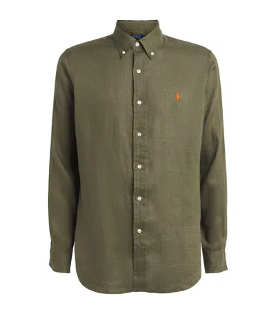Polo Ralph Lauren Linen Custom-fit Shirt In Green