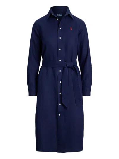 Polo Ralph Lauren Linen Dress In Blue