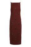 Polo Ralph Lauren Embellished Sleeveless Dress In Burgundy