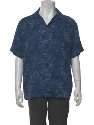 Pre-owned Polo Ralph Lauren Linen Floral Print Shirt In Blue