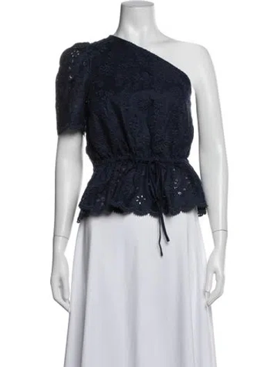 Pre-owned Polo Ralph Lauren Linen Floral Print Top In Blue