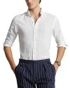Polo Ralph Lauren Linen Garment Dyed Custom Fit Button Down Shirt In White