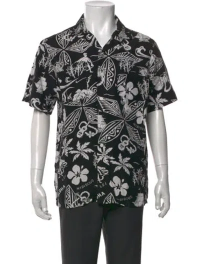 Pre-owned Polo Ralph Lauren Linen Graphic Print Shirt In Black