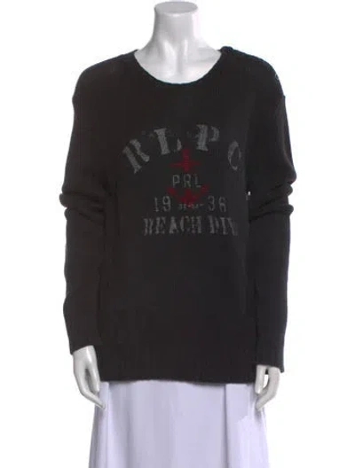 Pre-owned Polo Ralph Lauren Linen Graphic Print Sweater In Black