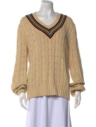 Pre-owned Polo Ralph Lauren Linen Graphic Print Sweater In Neutral