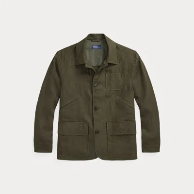 Polo Ralph Lauren Linen Herringbone Utility Jacket In Green