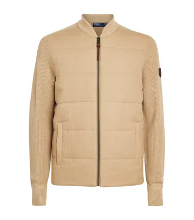 Polo Ralph Lauren Mens Vintage Khaki Combo Hybrid Linen Full-zip Jacket In Brown