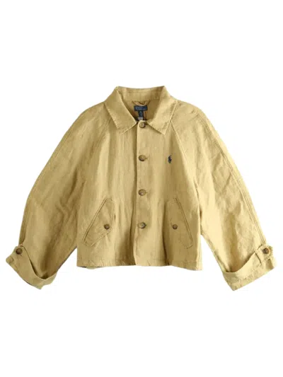 Polo Ralph Lauren Linen Jacket With Logo In Neutral