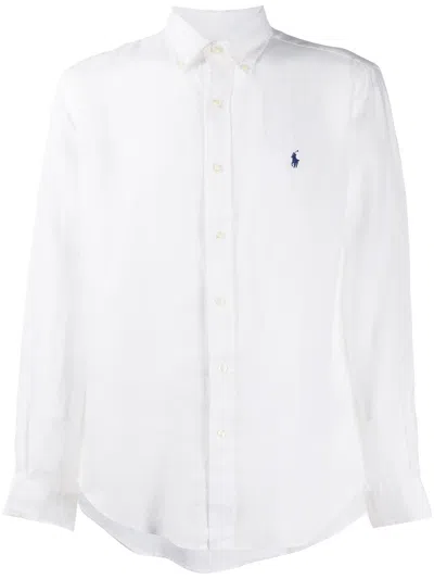 POLO RALPH LAUREN LINEN LOGO EMBROIDERED SHIRT
