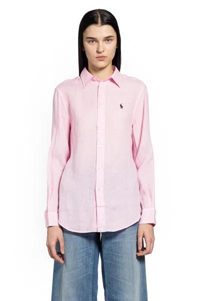Polo Ralph Lauren Linen Logo Shirt In Pink