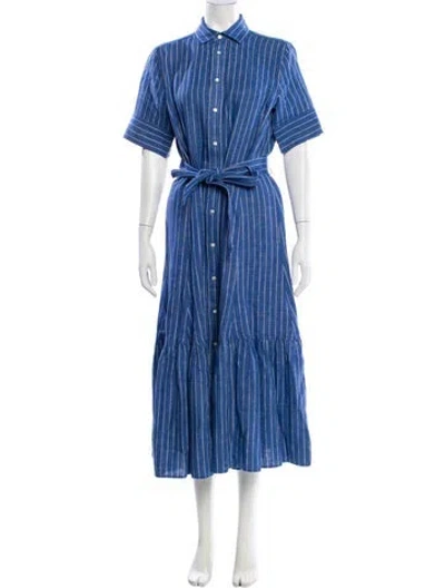 Pre-owned Polo Ralph Lauren Linen Long Dress In Blue
