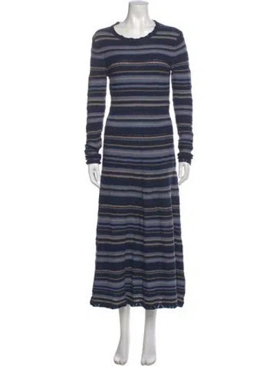 Pre-owned Polo Ralph Lauren Linen Long Dress In Blue