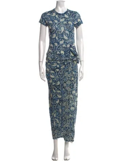 Pre-owned Polo Ralph Lauren Linen Long Dress In Blue