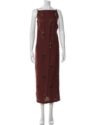 Pre-owned Polo Ralph Lauren Linen Long Dress In Red