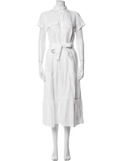 Pre-owned Polo Ralph Lauren Linen Long Dress In White