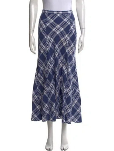 Pre-owned Polo Ralph Lauren Linen Long Skirt In Blue