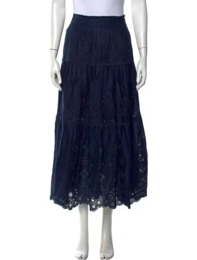 Pre-owned Polo Ralph Lauren Linen Long Skirt In Blue