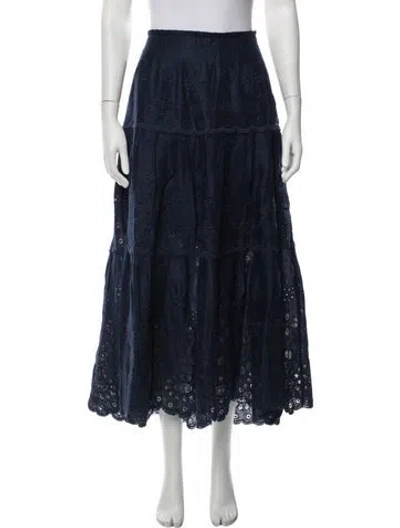 Pre-owned Polo Ralph Lauren Linen Long Skirt In Blue